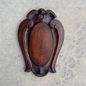 Hand-Carved Wooden Trophy Plaque Mounting Shield Deer Game Old World